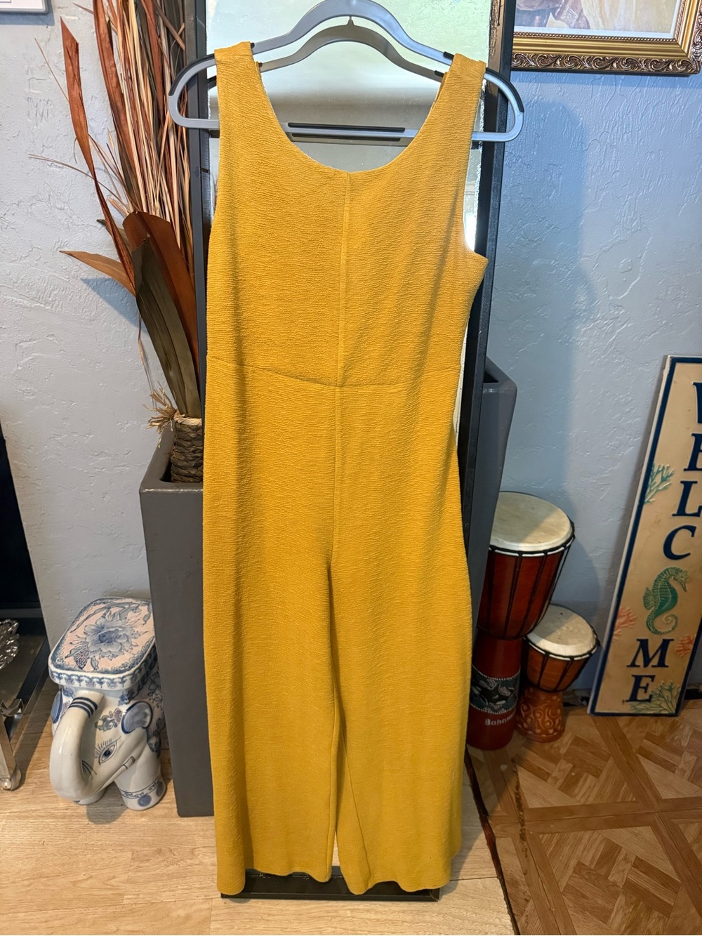glam Mustard Yellow Sleeveless Wide-Leg Jumpsuit